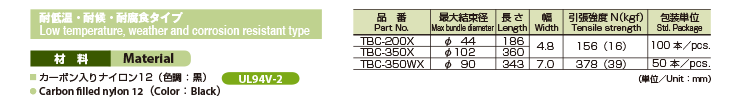 耐低温・耐候・耐腐食タイプTBC特製